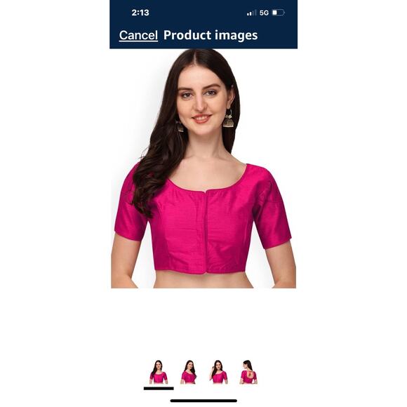 Chandrakala Womens Size 42 Cropped Pink - Eyelet And Hooks - Tie In Back - Picture 1 of 16